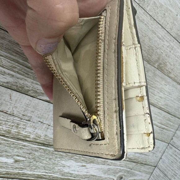 Kate Spade Ivory Black Bow Fold Up Mini Wallet Card Holder ID Case Snap Close - Picture 3 of 12